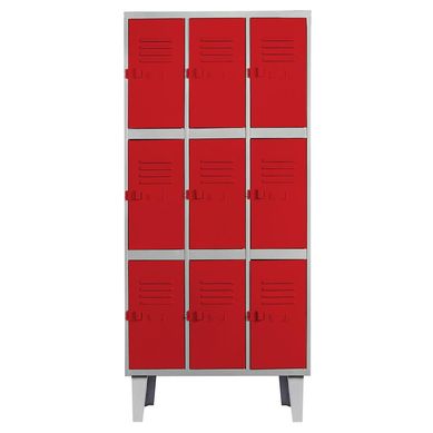 Lockers alta resistencia 170x83x45 cm 3 cuerpo 9 puerta rojo