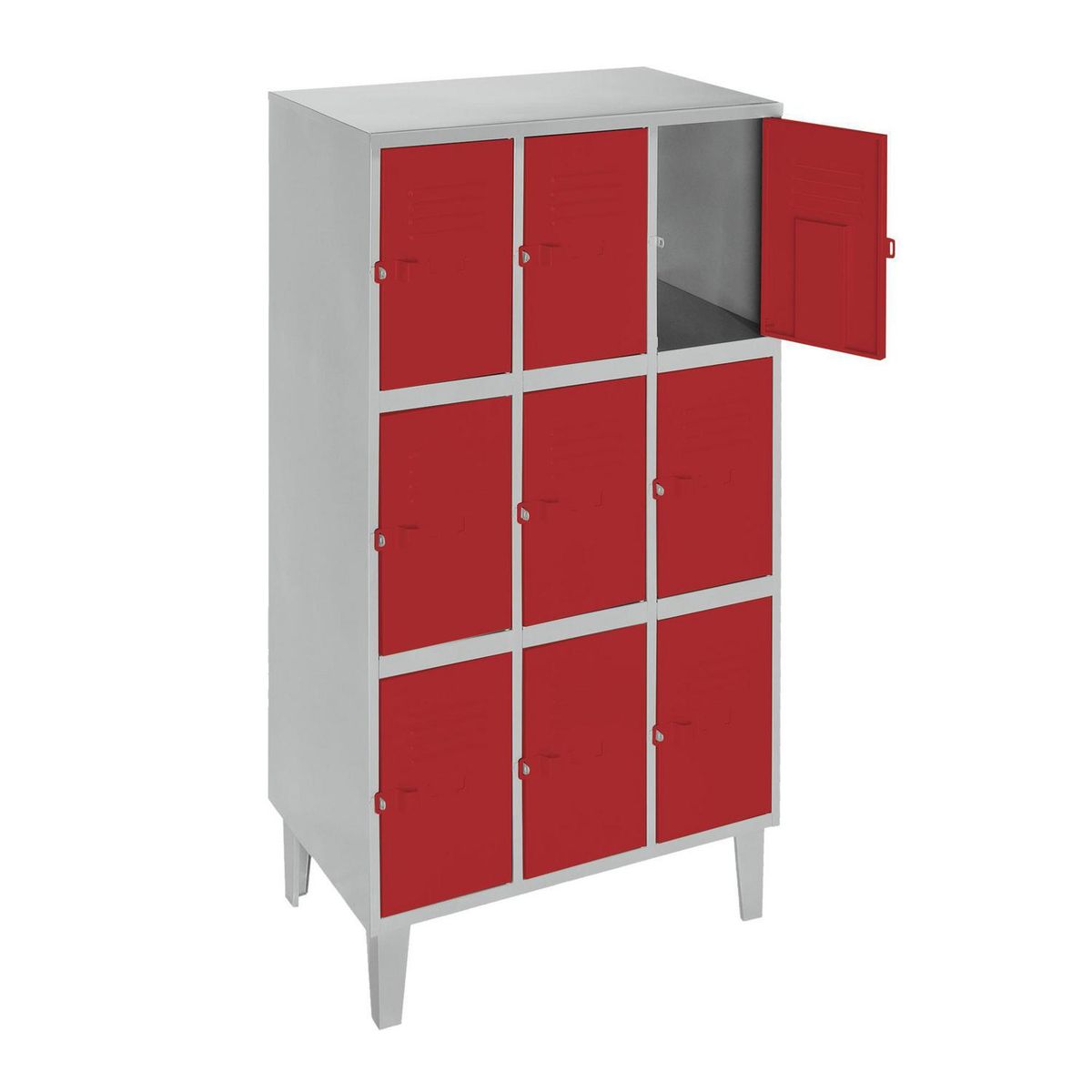 MOVILOCKERS - Locker Alta Resistencia 3 Cuerpos 9 Puerta(s) 83x170x45 cm Rojo