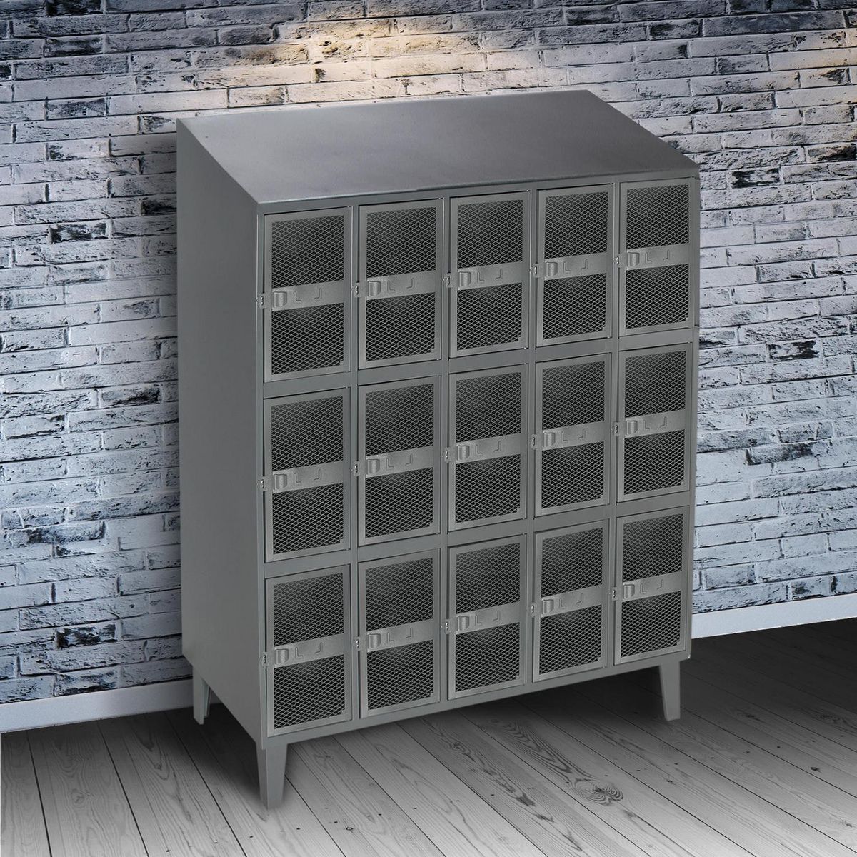 MOVILOCKERS - Locker Alta Resistencia 5 Cuerpos 15 Puerta(s) 137x190x45 cm Gris Eco