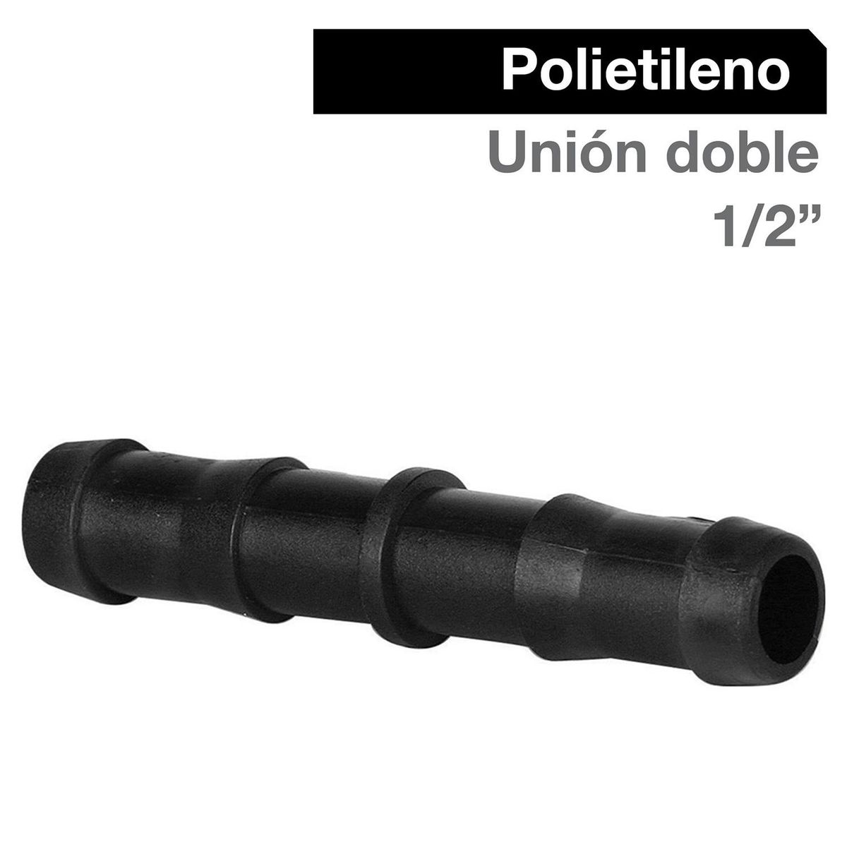 HOFFENS - Union Doble Polietileno PACK 3 1/2" Negro 3u