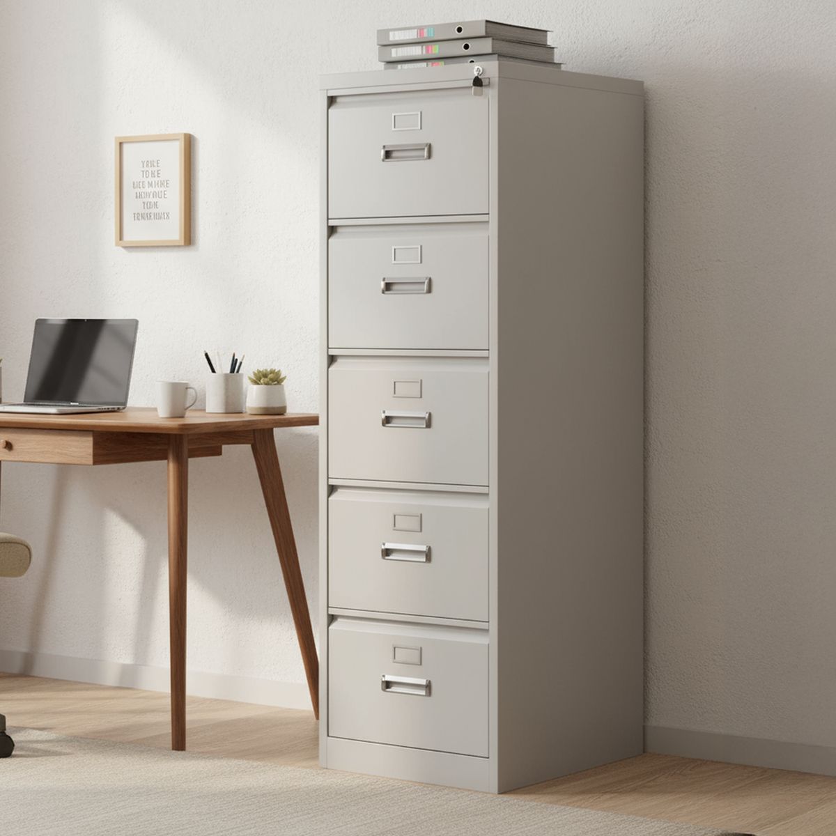 MOVILOCKERS - Kardex ensamblado 163x48x71 cm 5 cajones gris agata