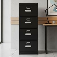 Kardex ensamblado 133x45x62 cm 4 cajones negro mate