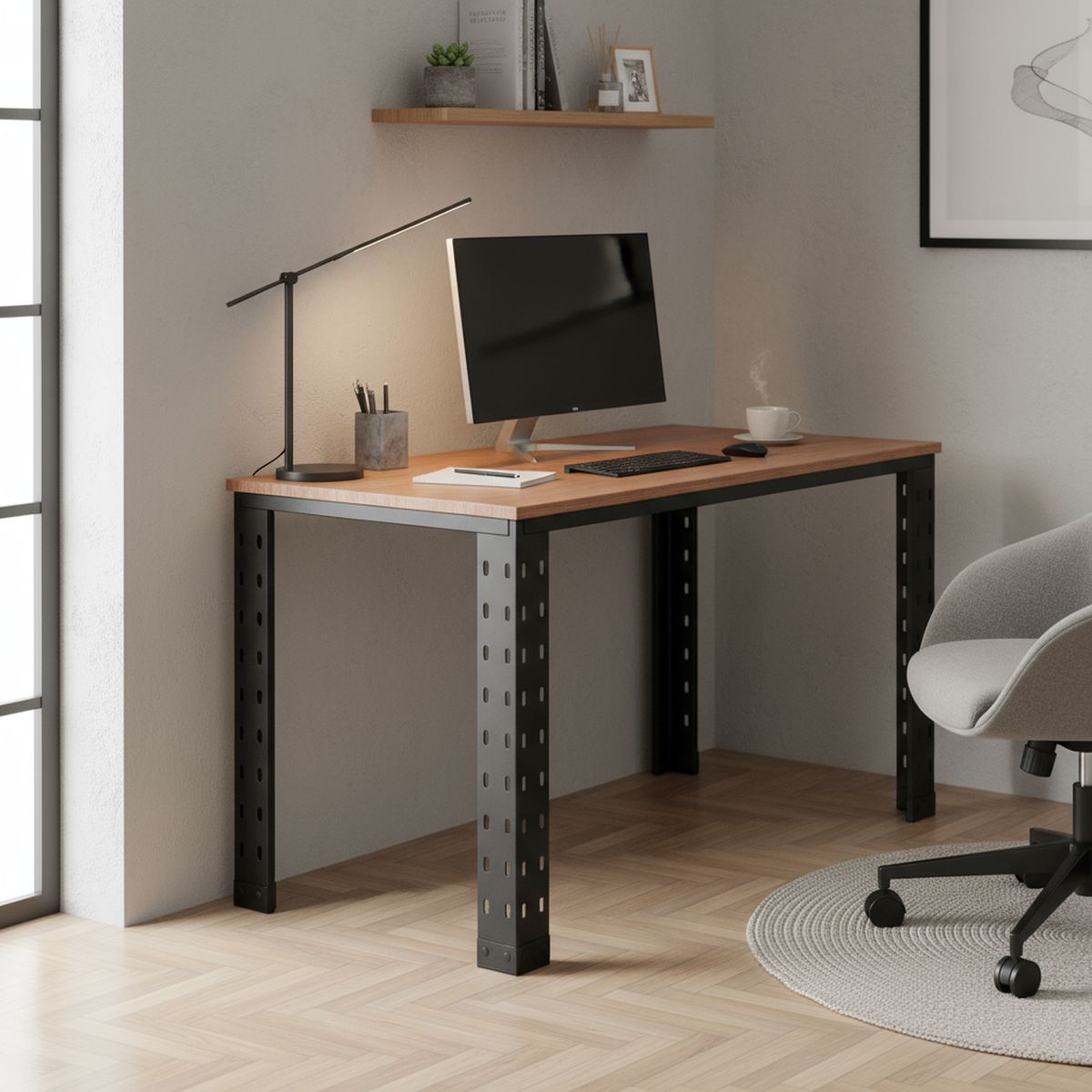 MOVILOCKERS - Escritorio industrial 75x120x60 cm negro mate