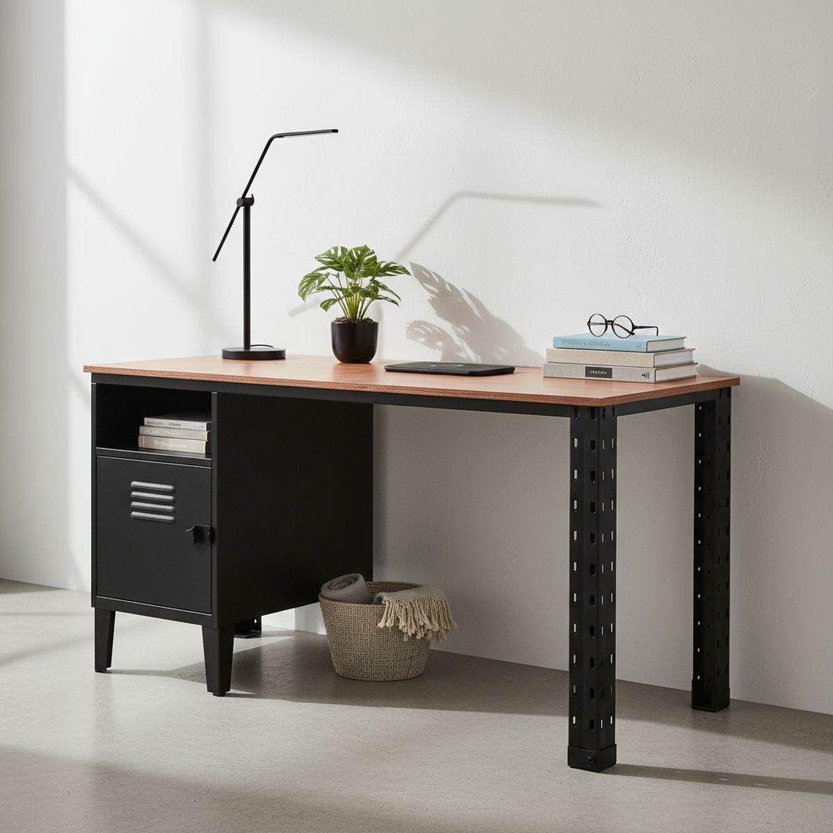 MOVILOCKERS - Escritorio estante 76x150x55 cm negro mate