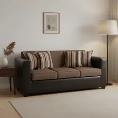 INTERMUEBLES - Sofá 3 cuerpos Invictus 186x87x80 cm Café Claro