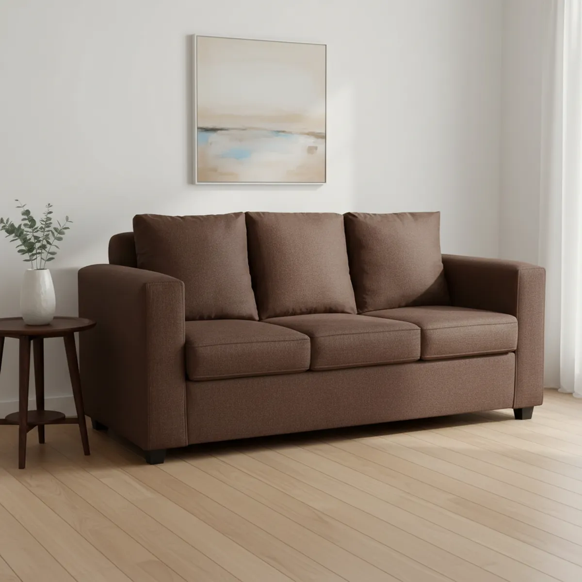 INTERMUEBLES - Sofá 3 cuerpos Marco 186x87x80 cm Café