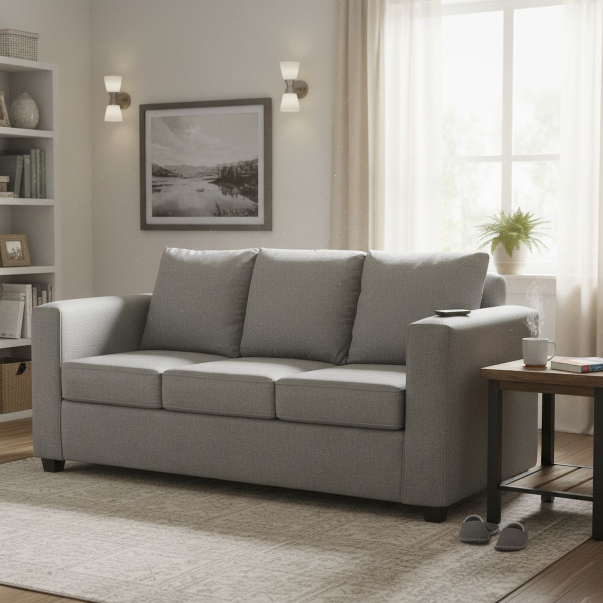 INTERMUEBLES - Sofá 3 cuerpos Marco 186x87x80 cm Gris