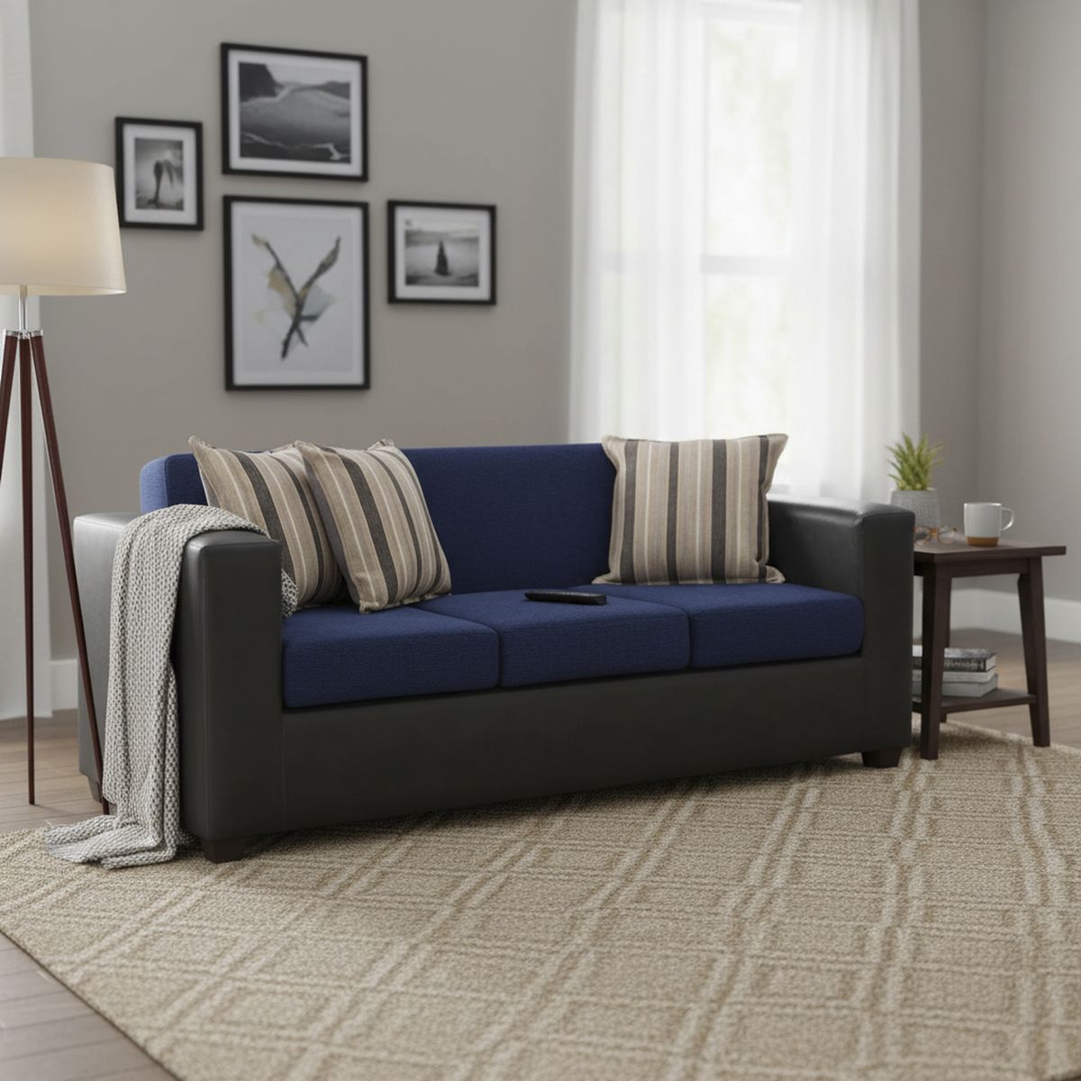 INTERMUEBLES - Sofá 3 cuerpos Invictus 186x87x80 cm Azul