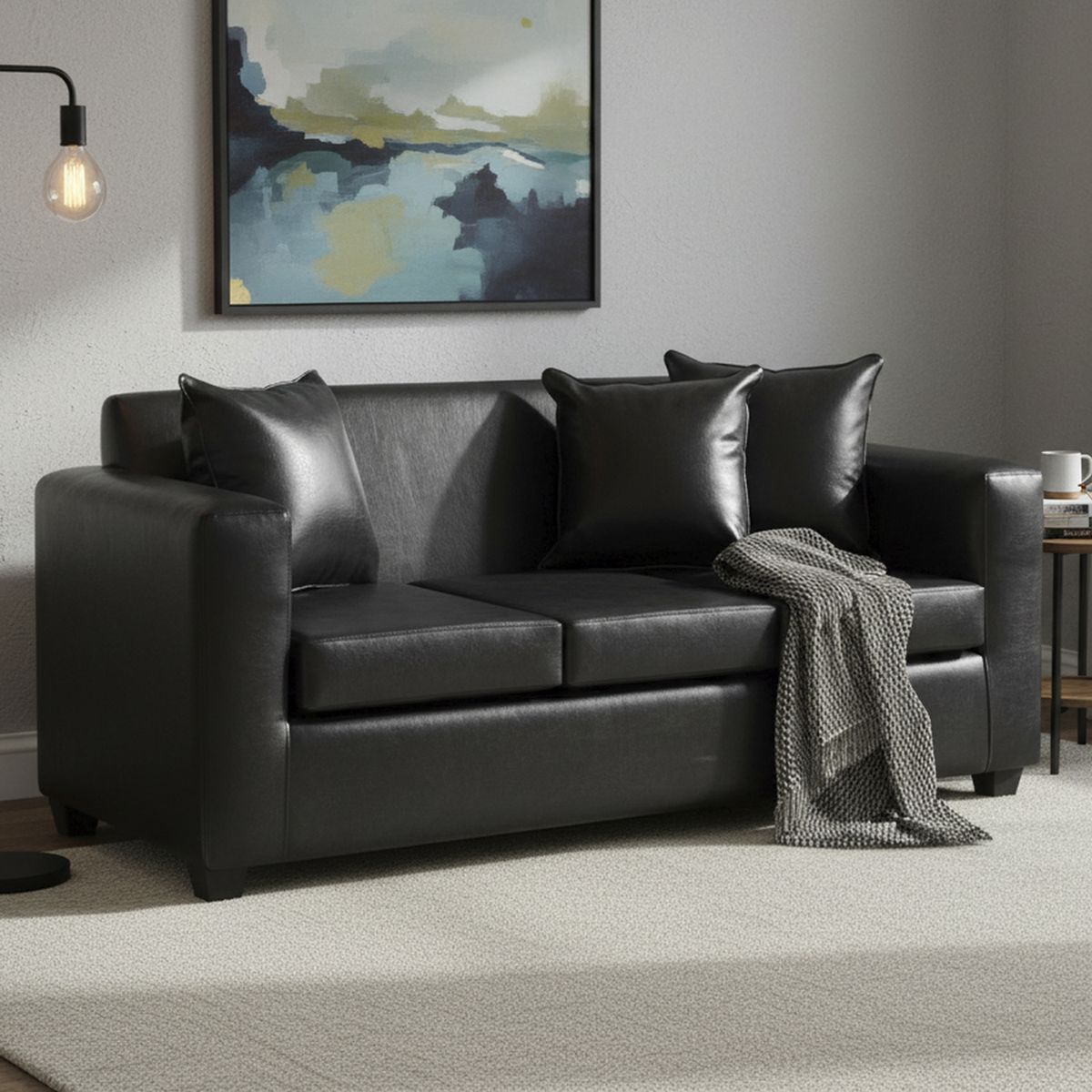 INTERMUEBLES - Sofá 3 cuerpos Marco 186x87x80 cm Negro