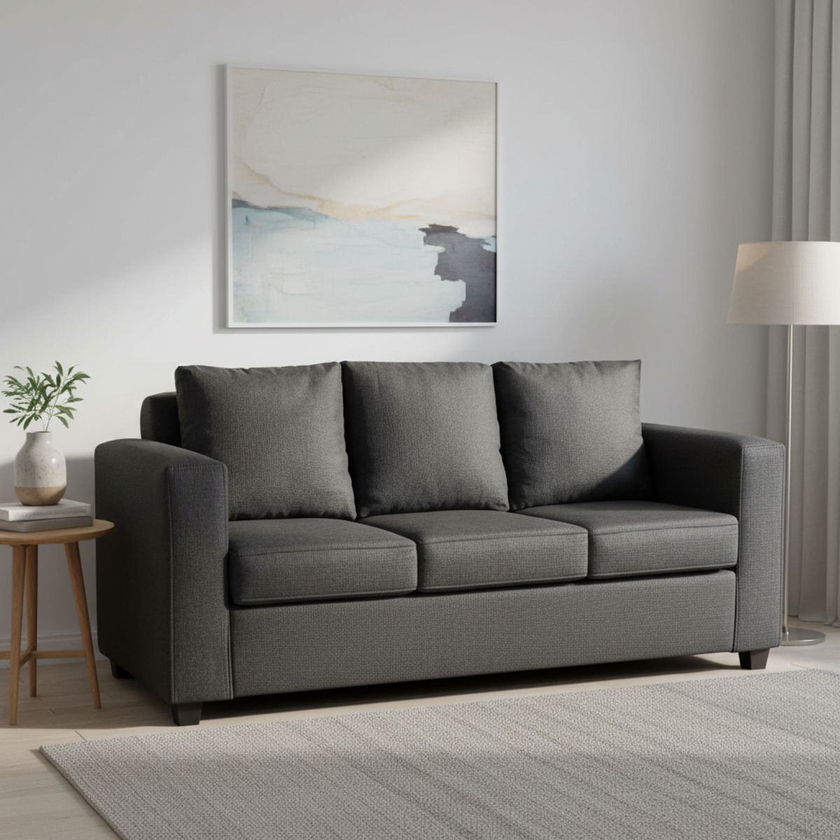 INTERMUEBLES - Sofá 3 cuerpos Marco 186x87x80 cm Gris