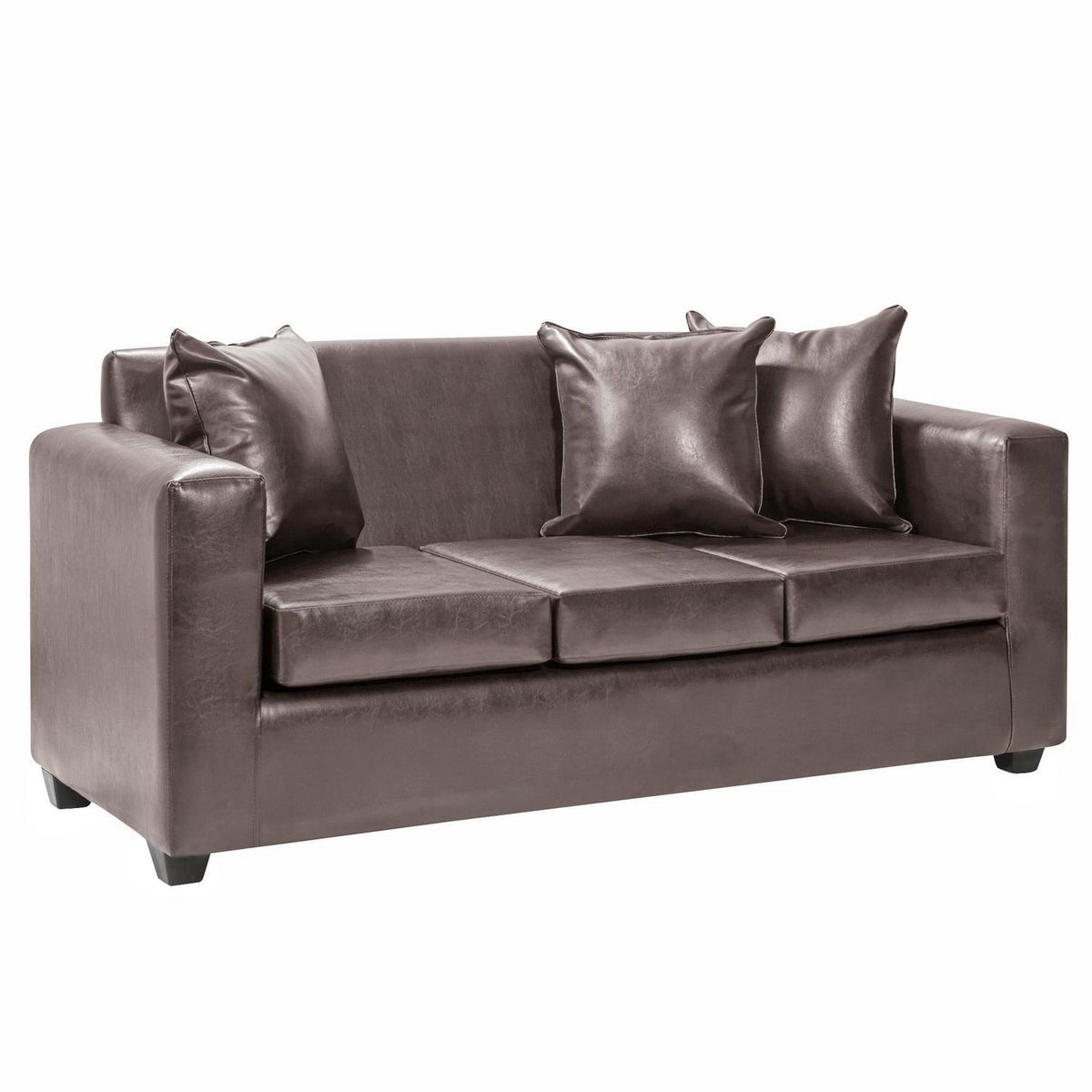 INTERMUEBLES - Sofá 3 cuerpos Marco 186x87x80 cm Café