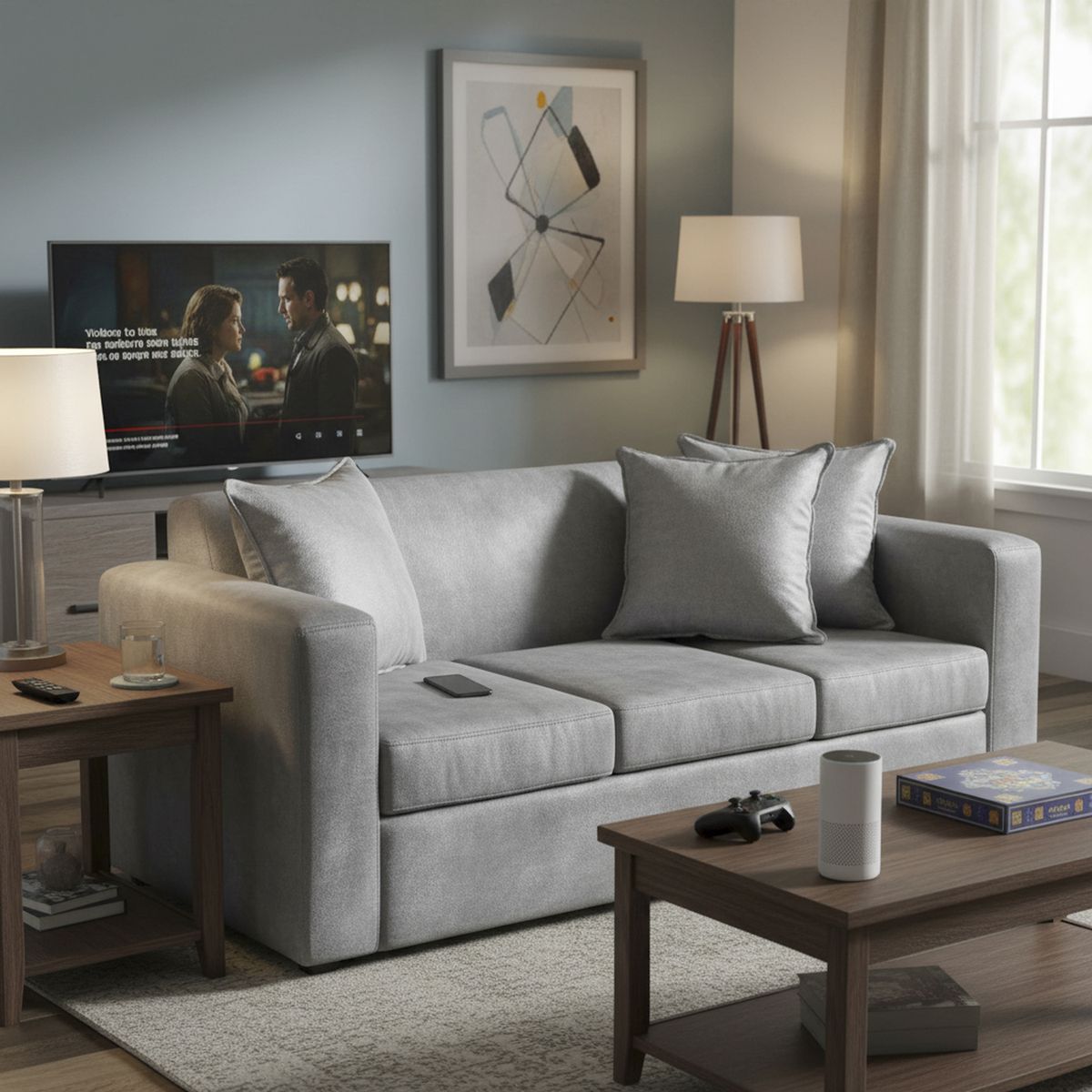 INTERMUEBLES - Sofá 3 cuerpos Marco 186x87x80 cm Gris