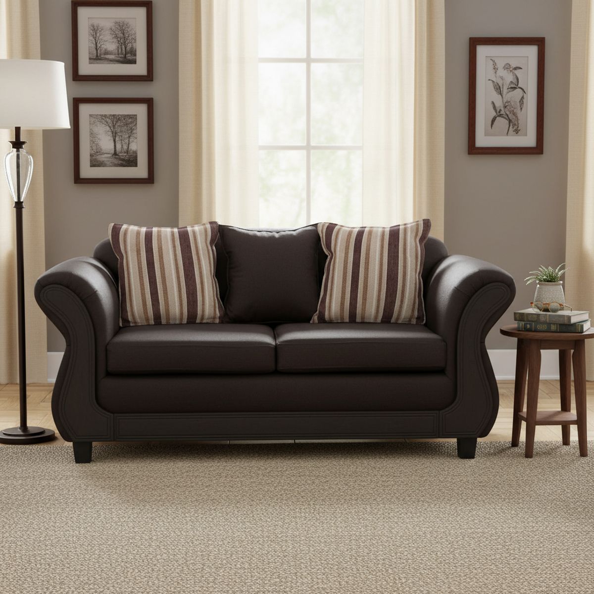 INTERMUEBLES - Sofá 2 cuerpos Palermo 192x86x90 cm Café