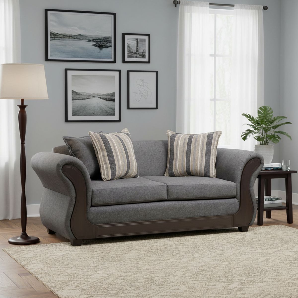 INTERMUEBLES - Sofá 2 cuerpos Palermo 192x86x90 cm Gris