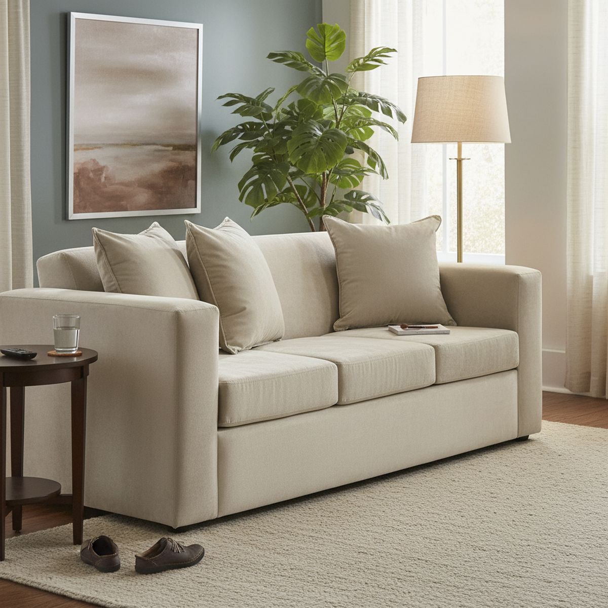 INTERMUEBLES - Sofá 3 cuerpos Marco 186x87x80 cm Beige