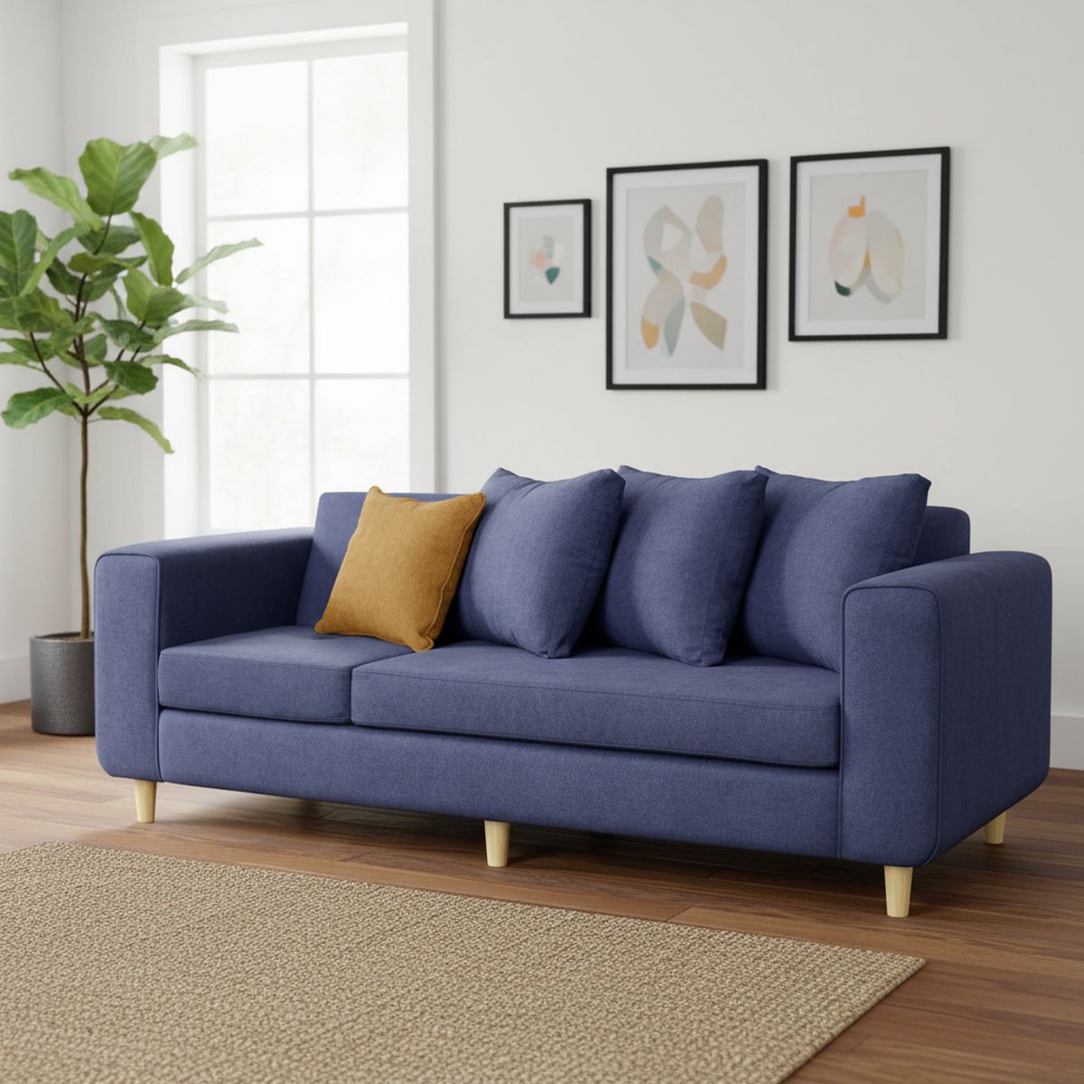 INTERMUEBLES - Sofá 3 cuerpos Eagle 222x81x89 cm Azul