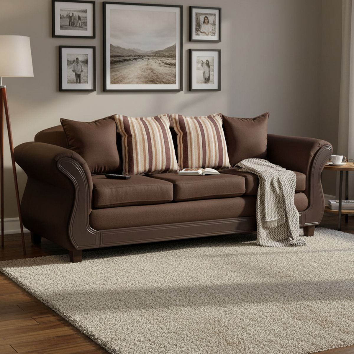 INTERMUEBLES - Sofá 3 cuerpos Palermo 238x86x90 cm Café