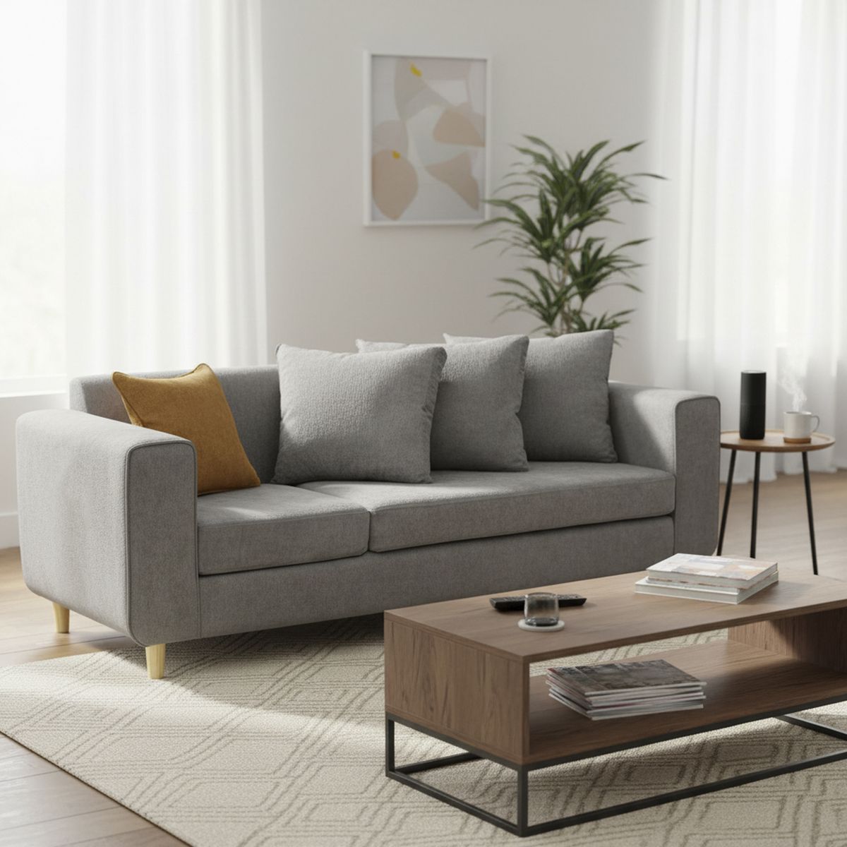 INTERMUEBLES - Sofá 3 cuerpos Eagle 222x81x89 cm Gris