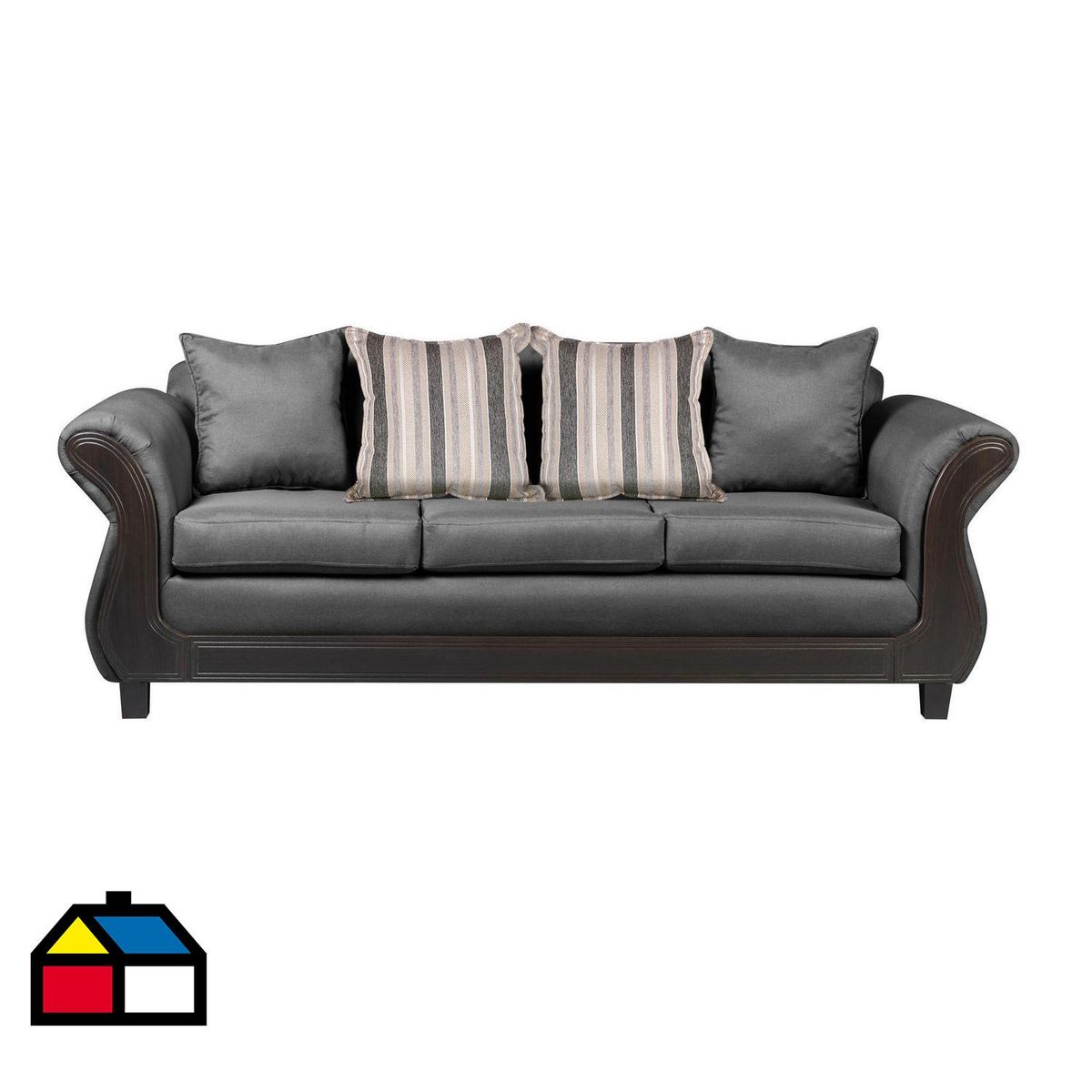INTERMUEBLES - Sofá 3 cuerpos Palermo 238x86x90 cm Gris Oscuro