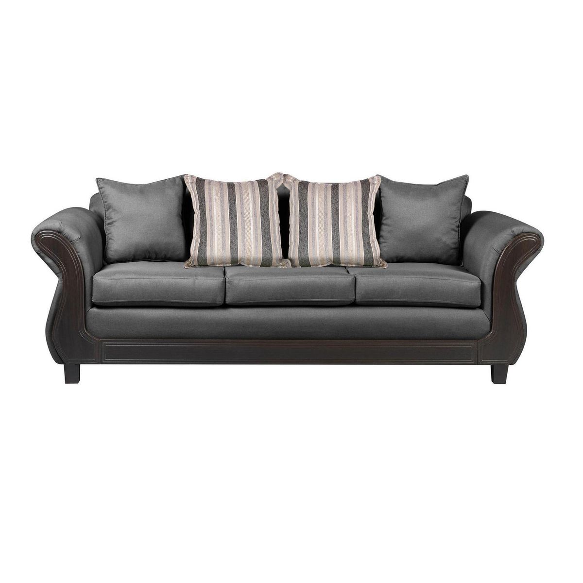 INTERMUEBLES - Sofá 3 cuerpos Palermo 238x86x90 cm Gris Oscuro