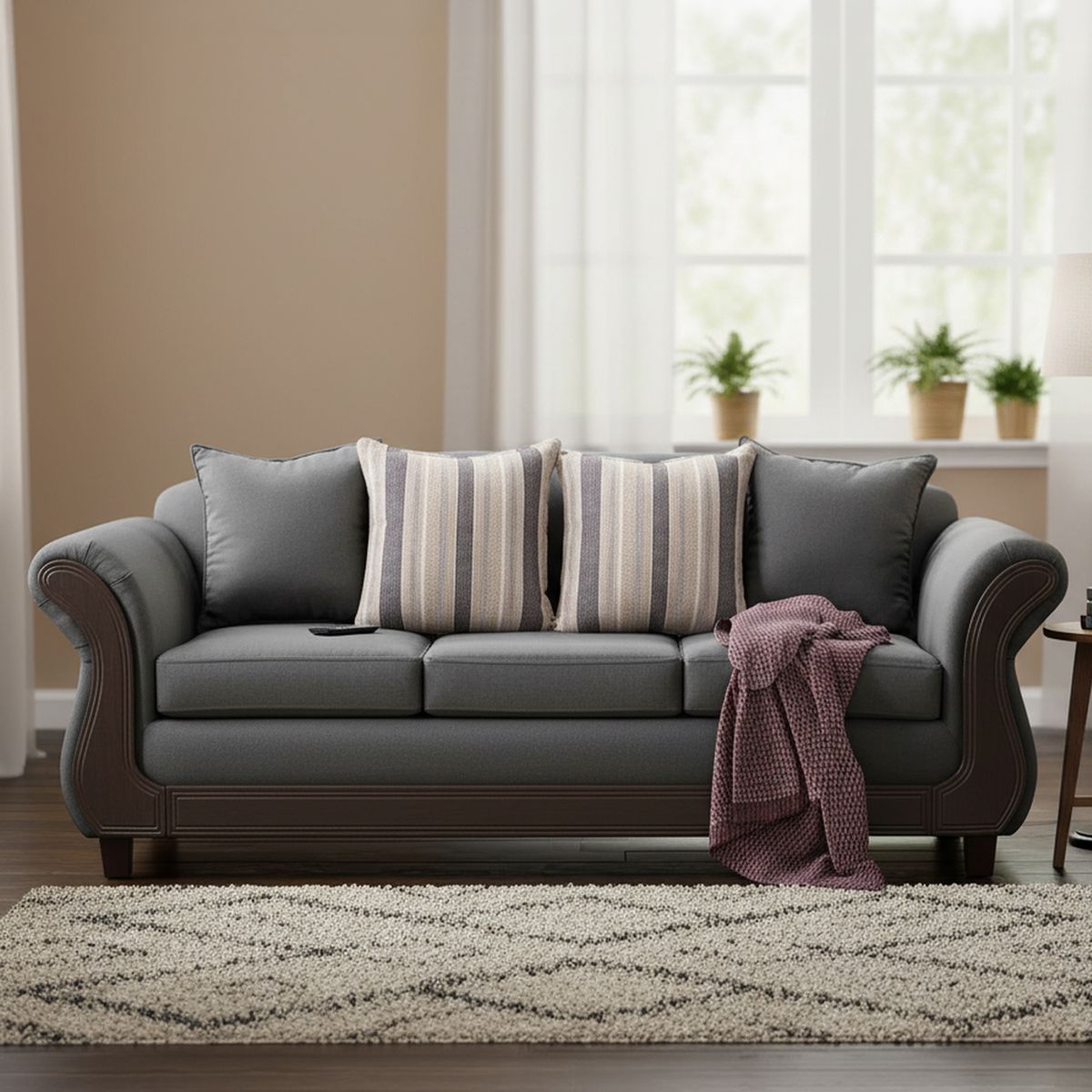 INTERMUEBLES - Sofá 3 cuerpos Palermo 238x86x90 cm Gris