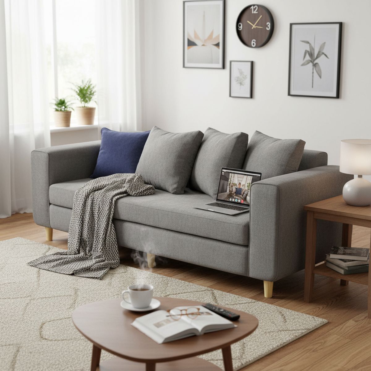 INTERMUEBLES - Sofá 3 cuerpos Eagle 222x81x89 cm Gris