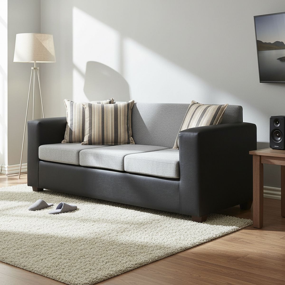 INTERMUEBLES - Sofá 3 cuerpos Invictus 186x87x80 cm Gris