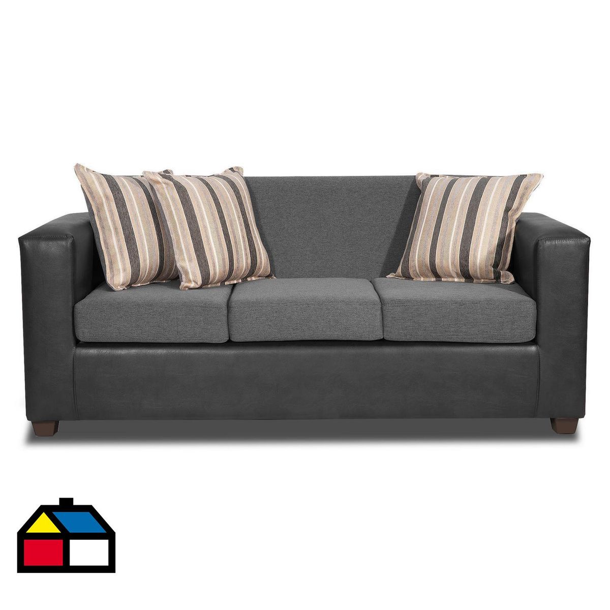 INTERMUEBLES - Sofá 3 cuerpos Invictus 186x87x80 cm Gris Oscuro