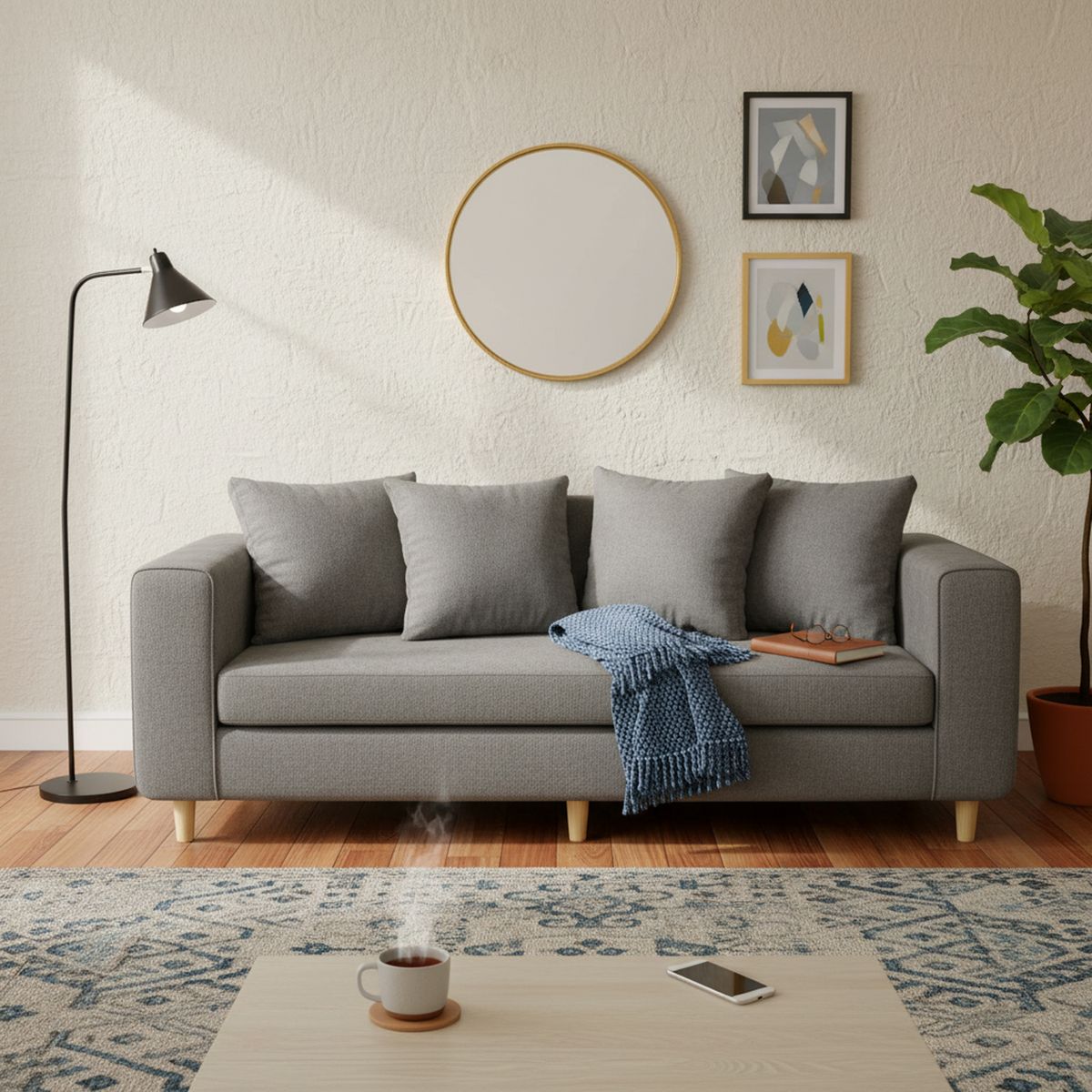 INTERMUEBLES - Sofá 3 cuerpos Eagle 222x81x89 cm Gris