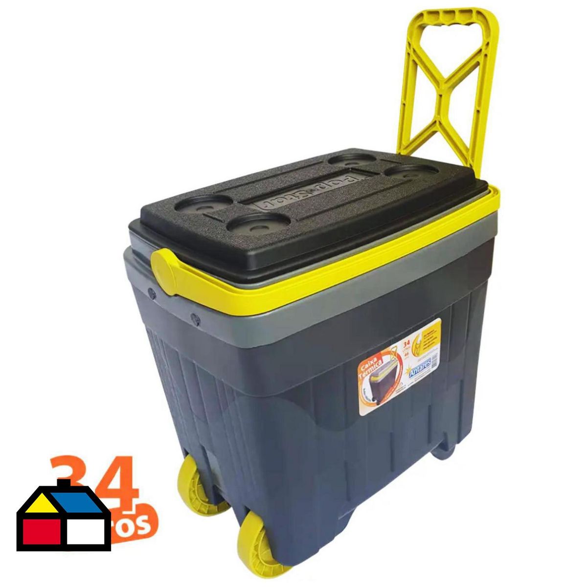 BE DESIGN - Cooler con Ruedas 34 l Gris/ Amarillo