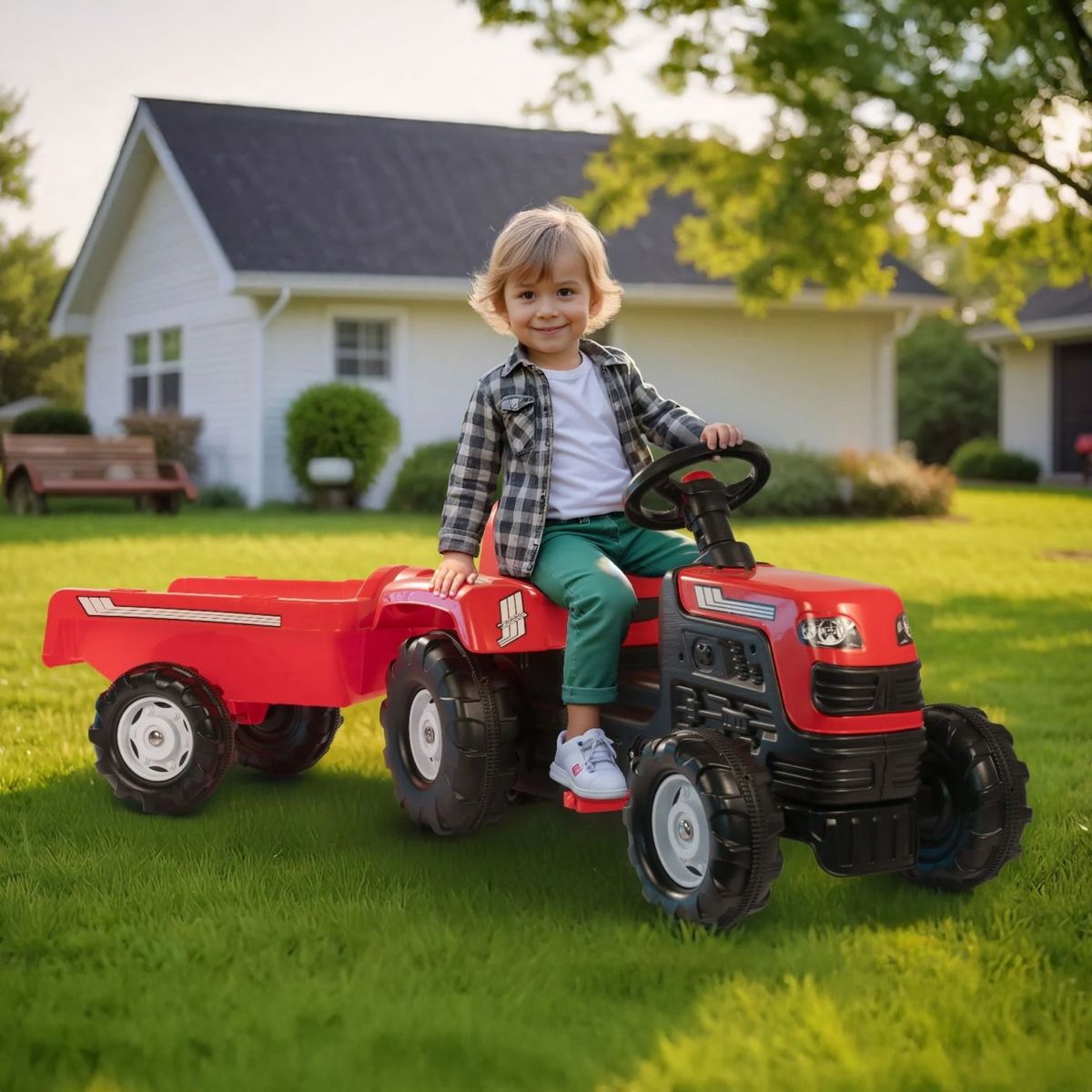 KIDSCOOL - Tractor Infantil a Pedales Ranchero Rojo 