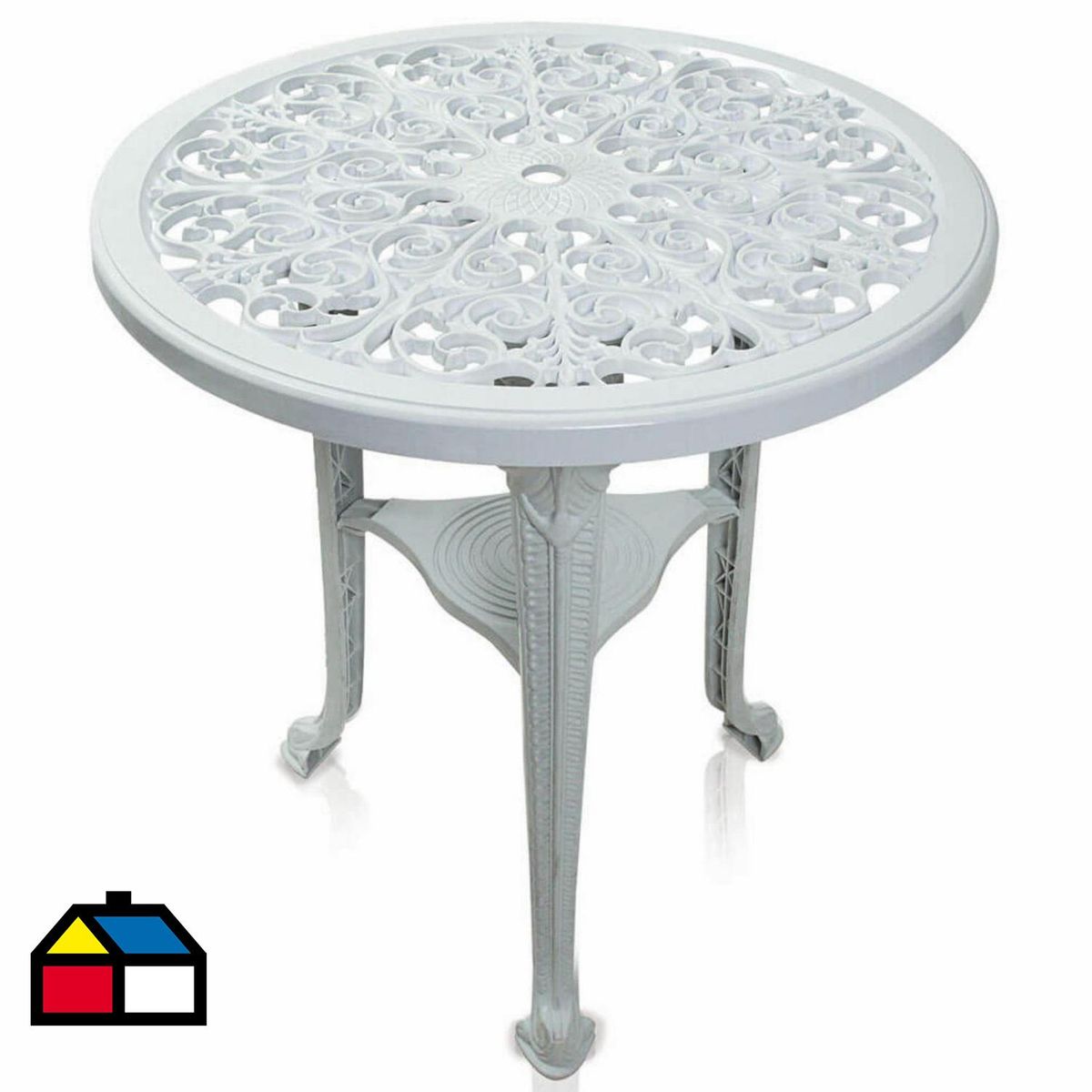 BE DESIGN - Mesa de Jardín Colonial Redonda Plástico 67.5x68x67.5 cm Blanco