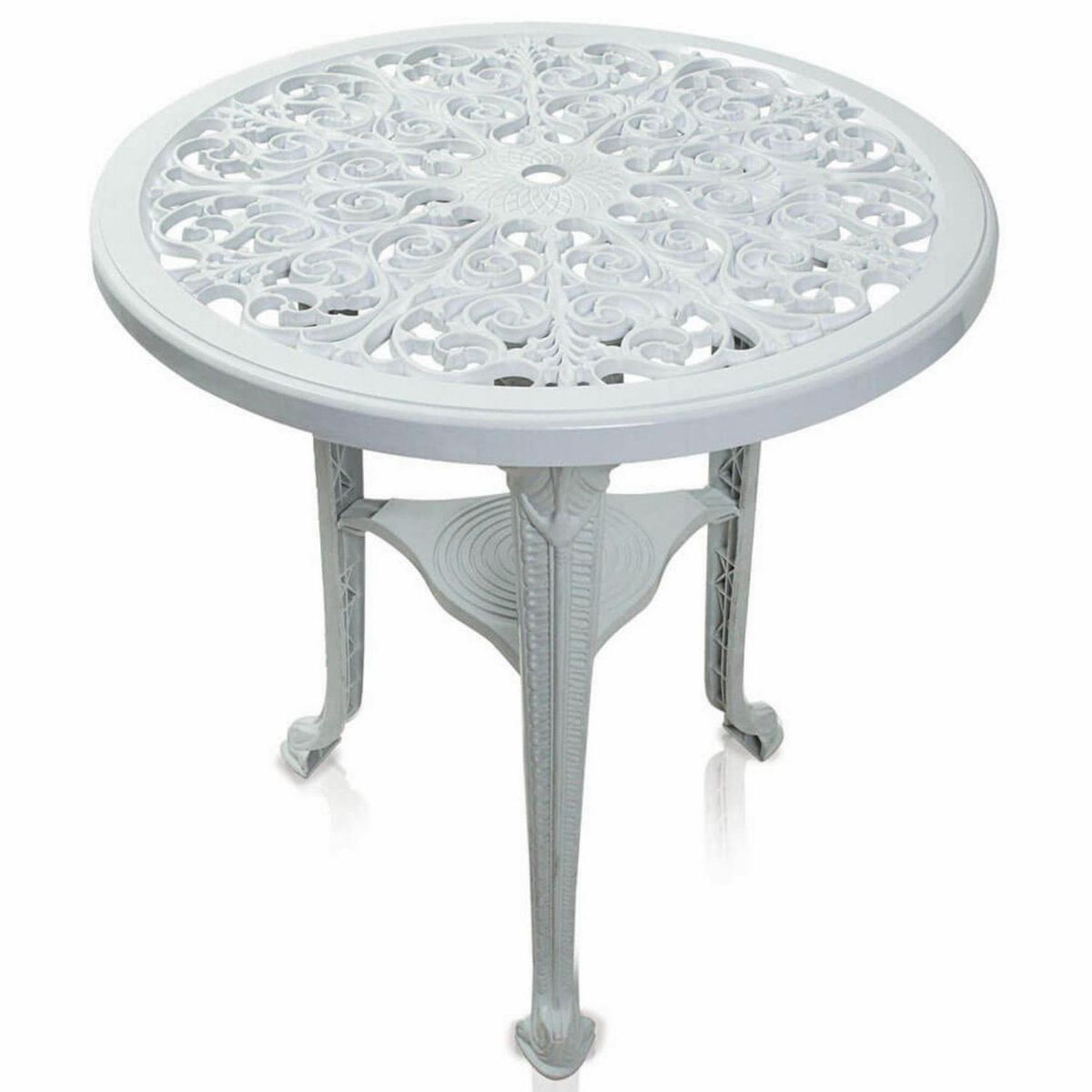 BE DESIGN - Mesa de Jardín Colonial Redonda Plástico 67.5x68x67.5 cm Blanco