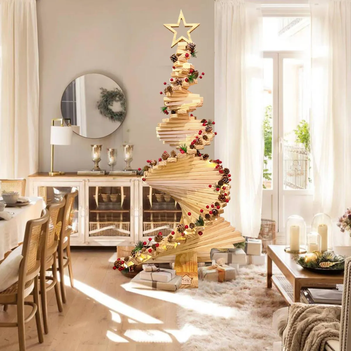 MAGIC HOME - Árbol de Navidad Madera Pinea 107x180 cm Natural