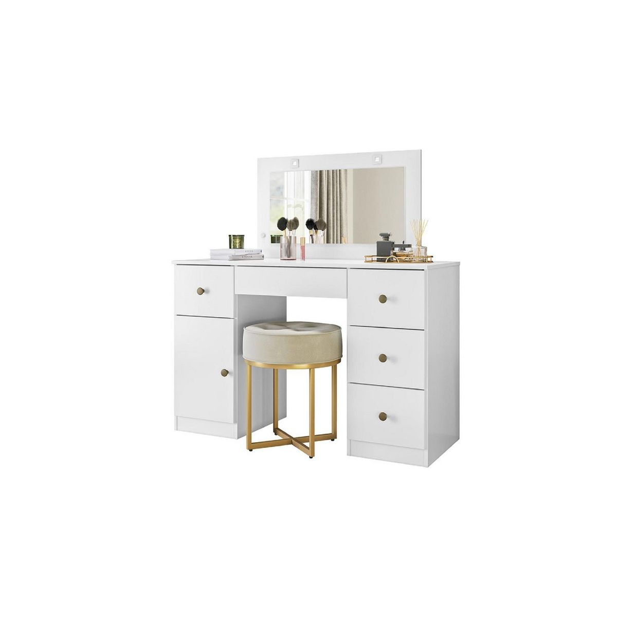 ROCH LTDA - Tocador 1 Puerta 5 Cajón(es) 0 48x137x48 cm Blanco