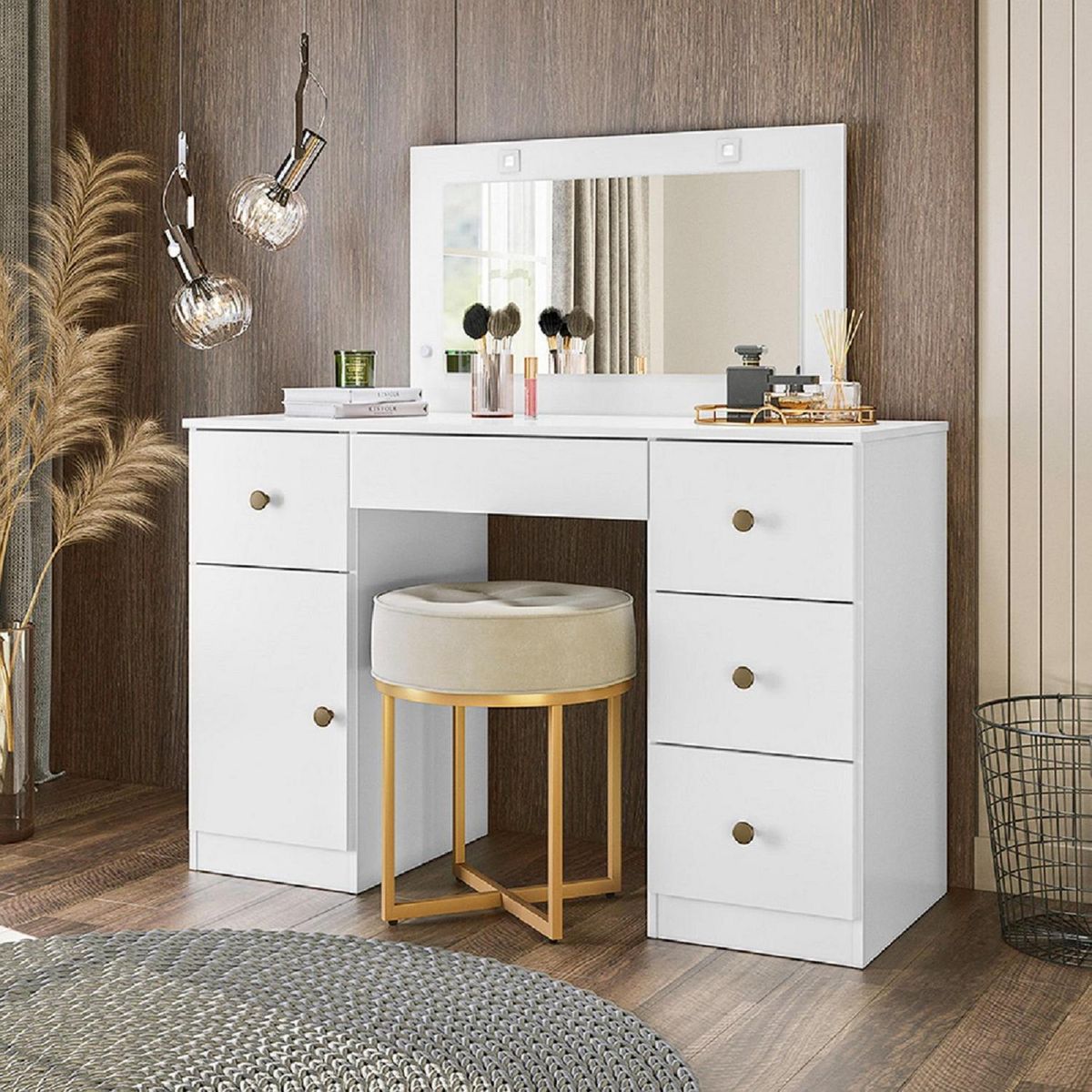 ROCH LTDA - Tocador 1 Puerta 5 Cajón(es) 0 48x137x48 cm Blanco