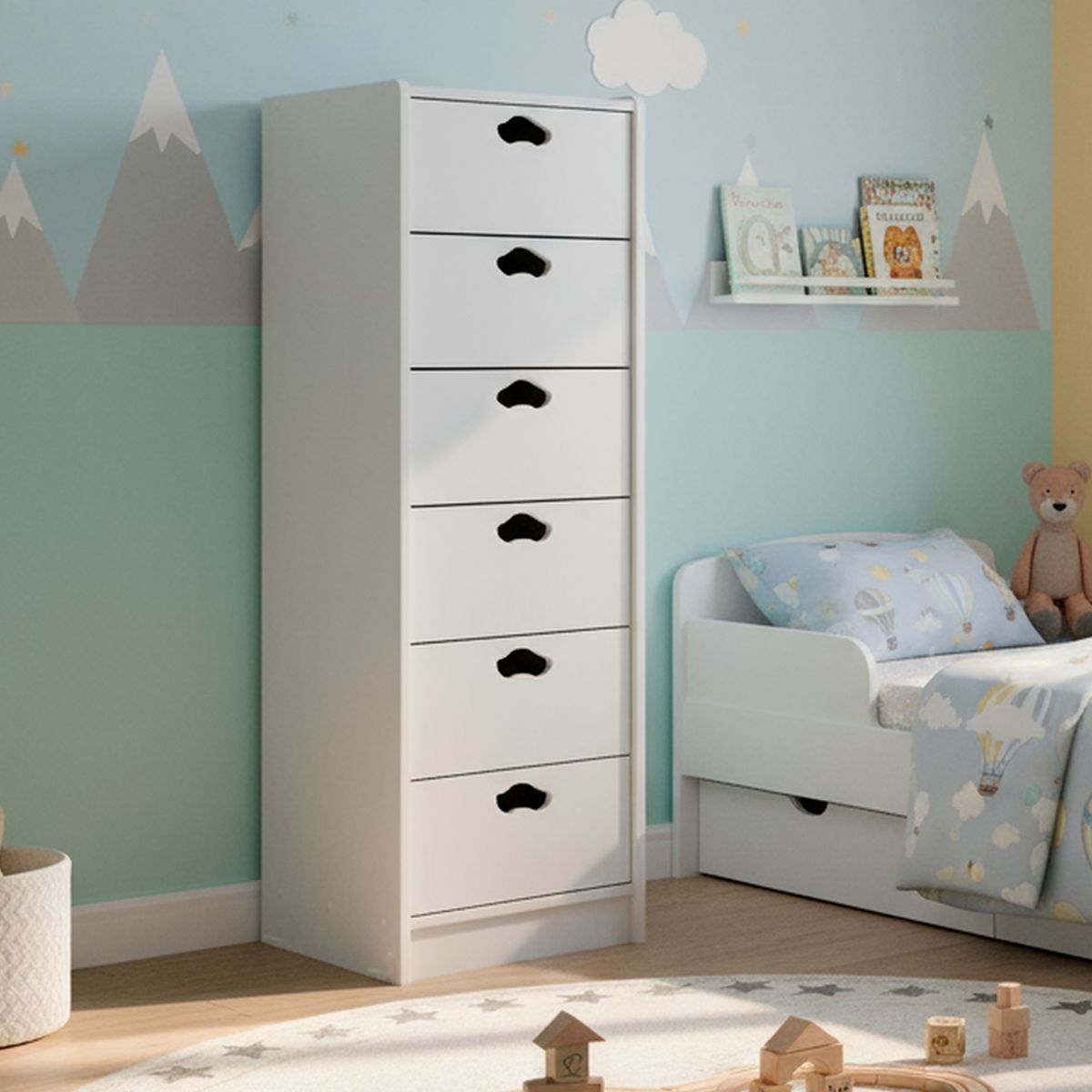 MUEBLES KIDS - Cajonera 6 Cajón(es) Slim 40x135x40 cm Blanco