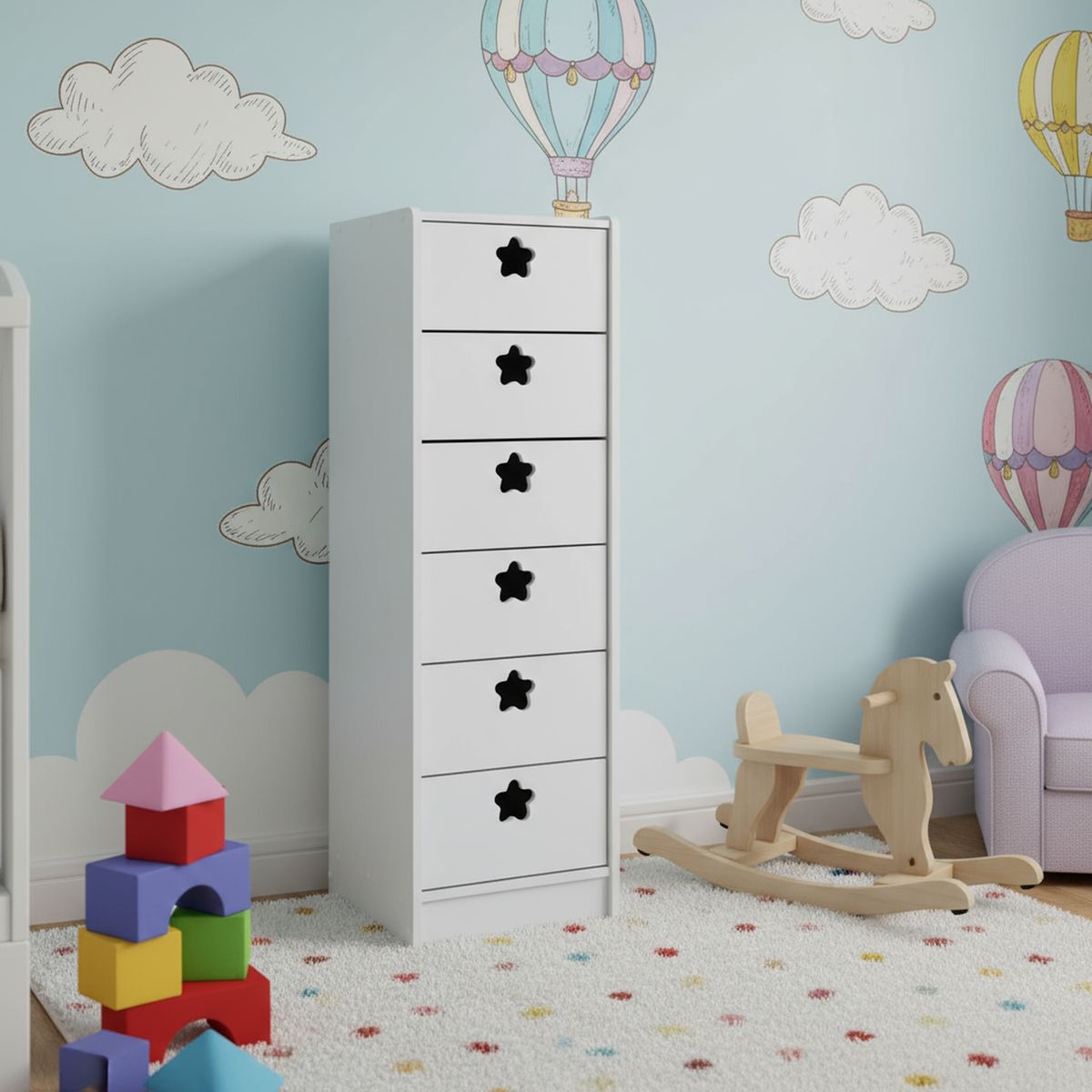 MUEBLES KIDS - Cajonera 6 Cajón(es) Slim 40x135x40 cm Blanco