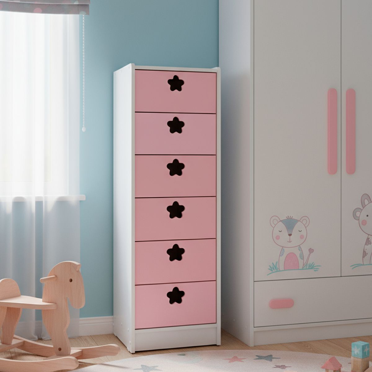 MUEBLES KIDS - Cajonera 6 Cajón(es) Slim 40x135x40 cm Rosado
