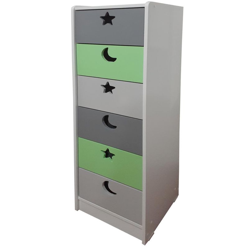 MUEBLES KIDS - Cajonera 6 Cajón(es) Slim 40x135x40 cm Verde Gris