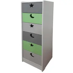 MUEBLES KIDS - Cajonera 6 Cajón(es) Slim 40x135x40 cm Verde Gris