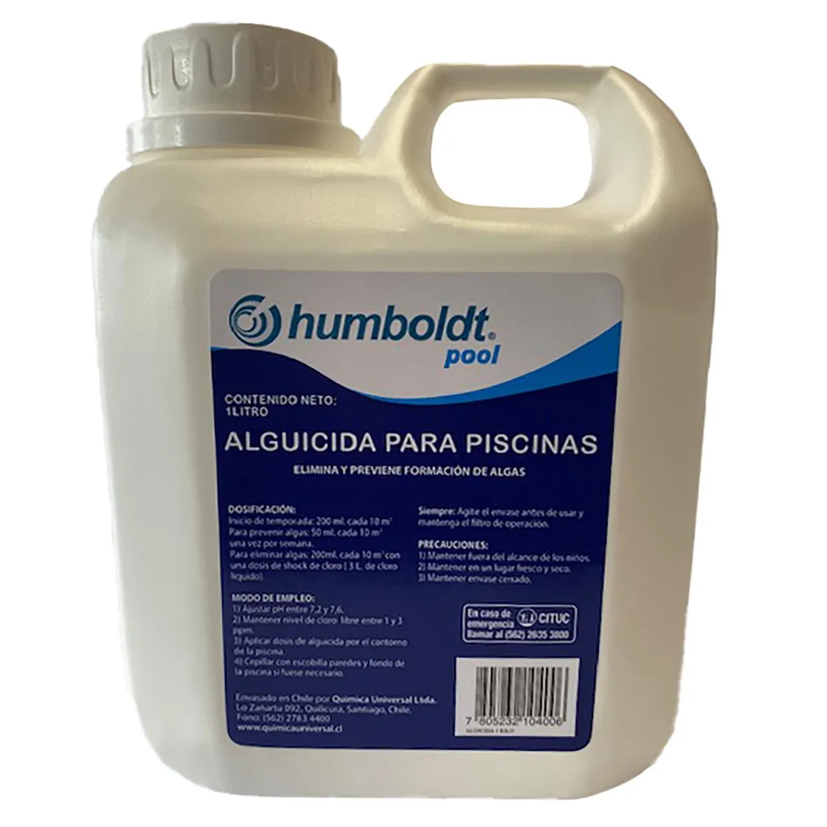 HUMBOLDT - Alguicida para Piscina Líquido 1000 ml Bidón