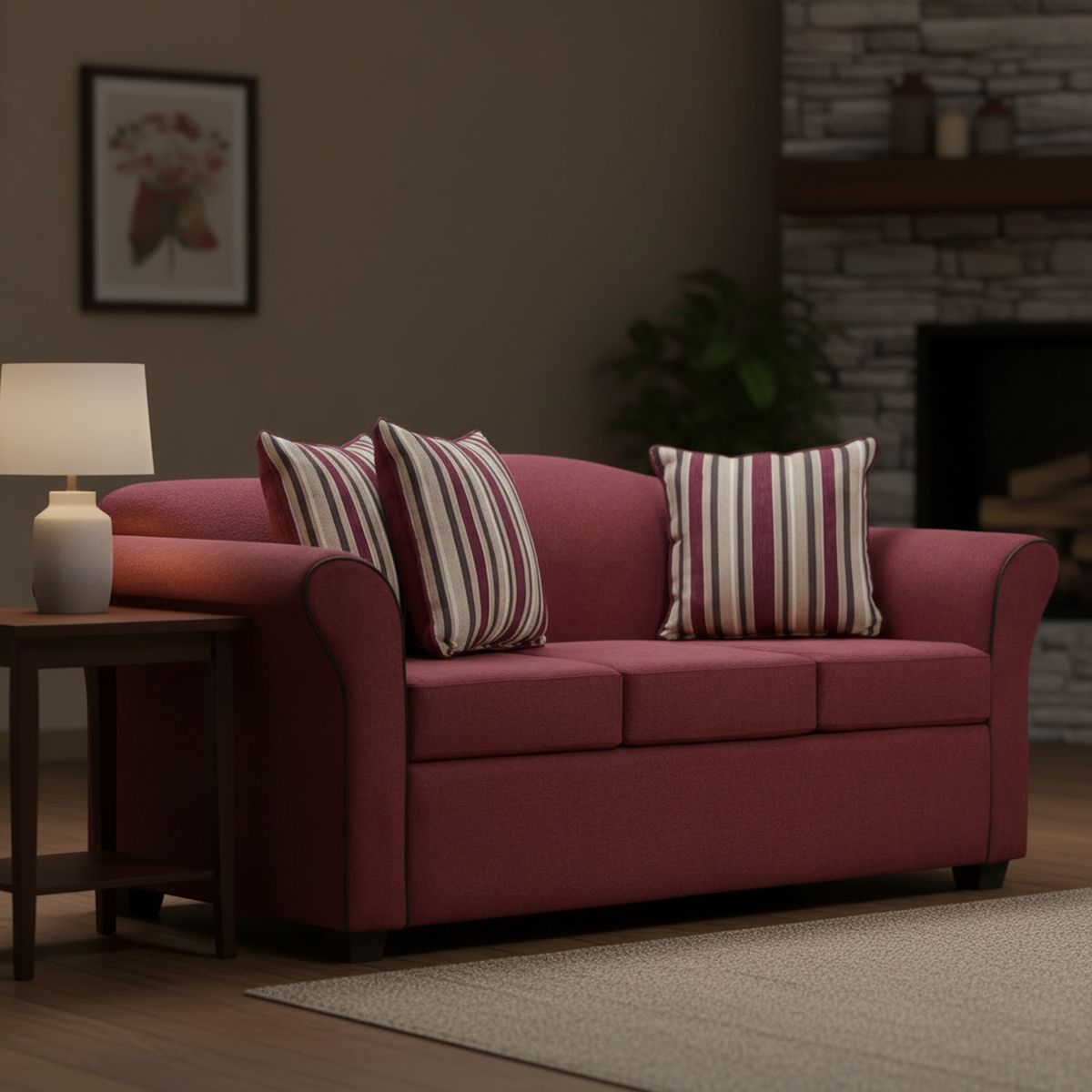 INTERMUEBLES - Sofá 3 cuerpos Ducal 165x82x79 cm Burdeo