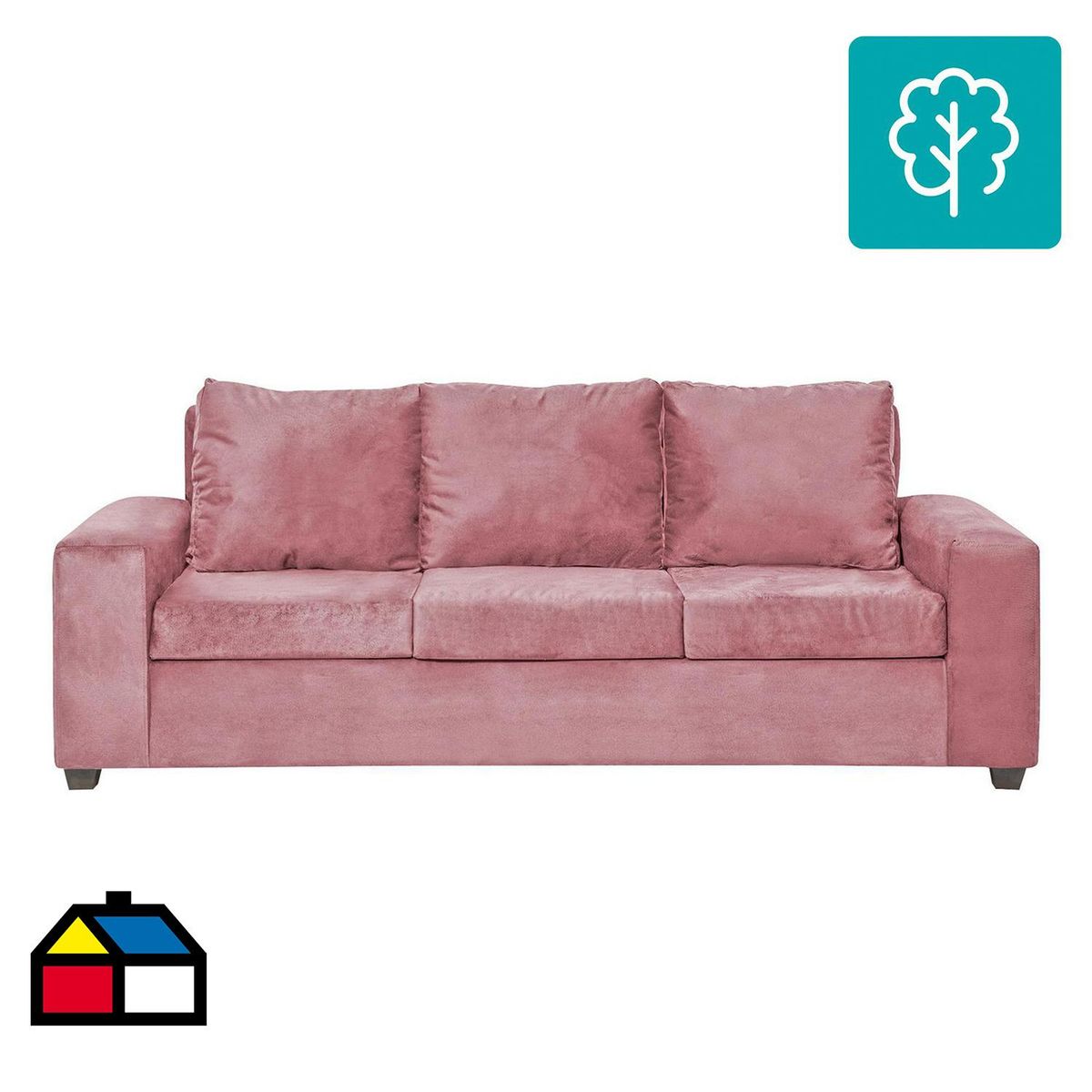 INTERMUEBLES - Sofá 3 cuerpos Kahlo 225x86x80 cm Rosado