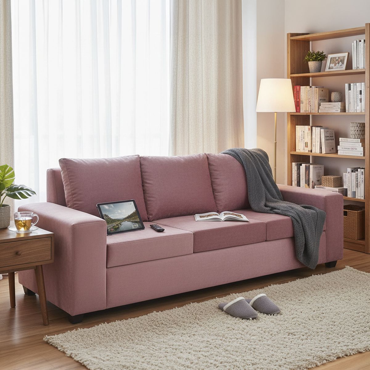 INTERMUEBLES - Sofá 3 cuerpos Kahlo 225x86x80 cm Rosado