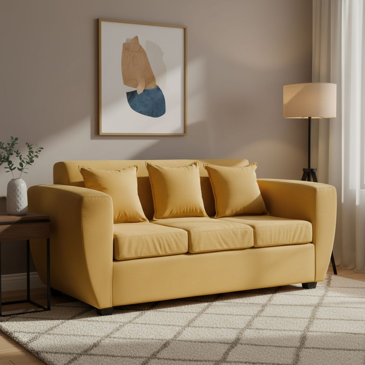 INTERMUEBLES - Sofá 3 cuerpos Chicago 180x85x75 cm Amarillo