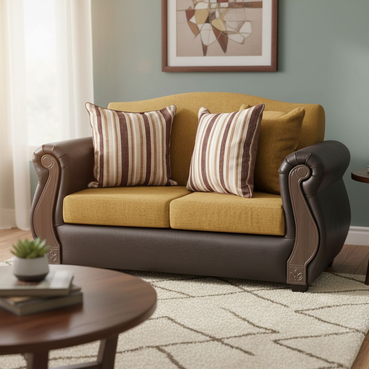 INTERMUEBLES - Sofá 2 cuerpos New Bugambilia 150x93x83 cm Oro