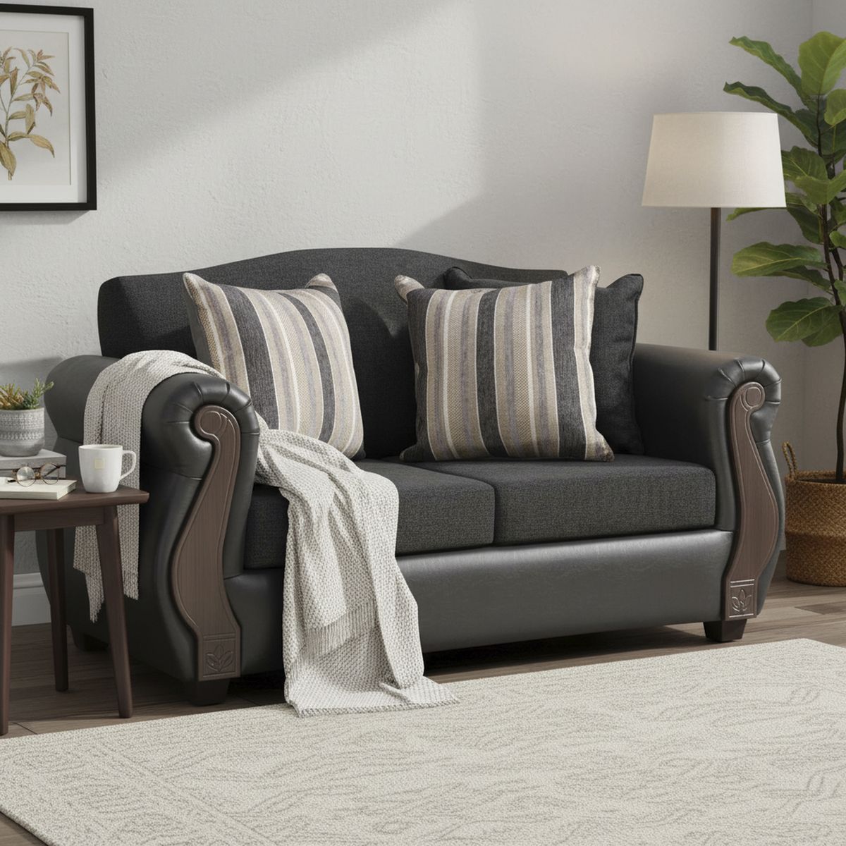 INTERMUEBLES - Sofá 2 cuerpos New Bugambilia 150x93x83 cm Gris