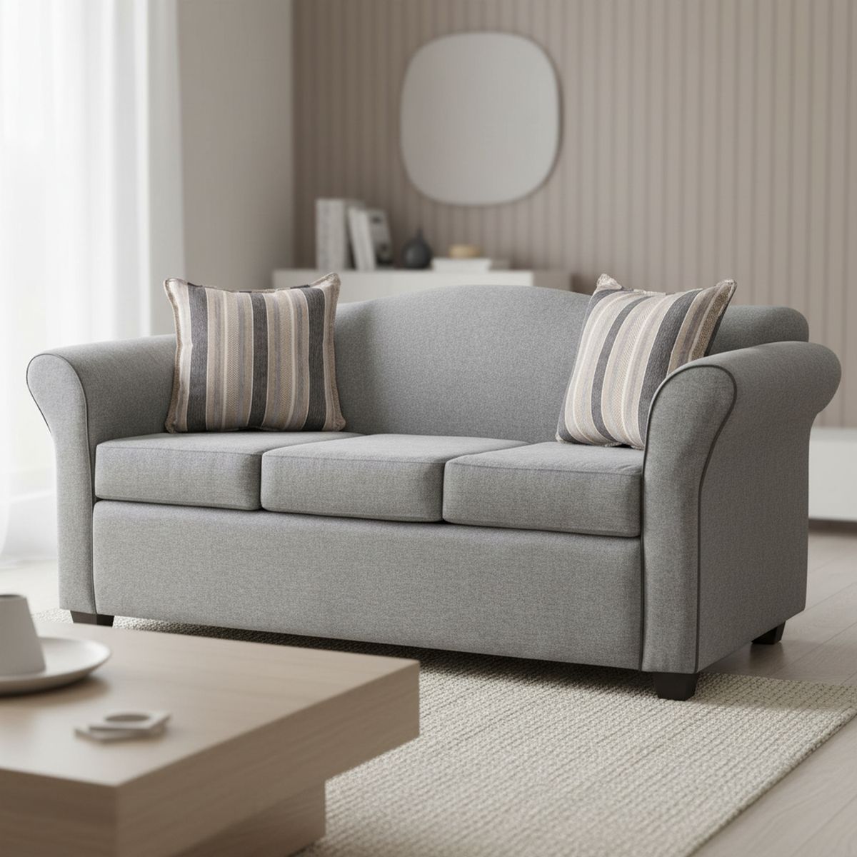 INTERMUEBLES - Sofá 3 cuerpos Ducal 165x82x79 cm Gris Claro