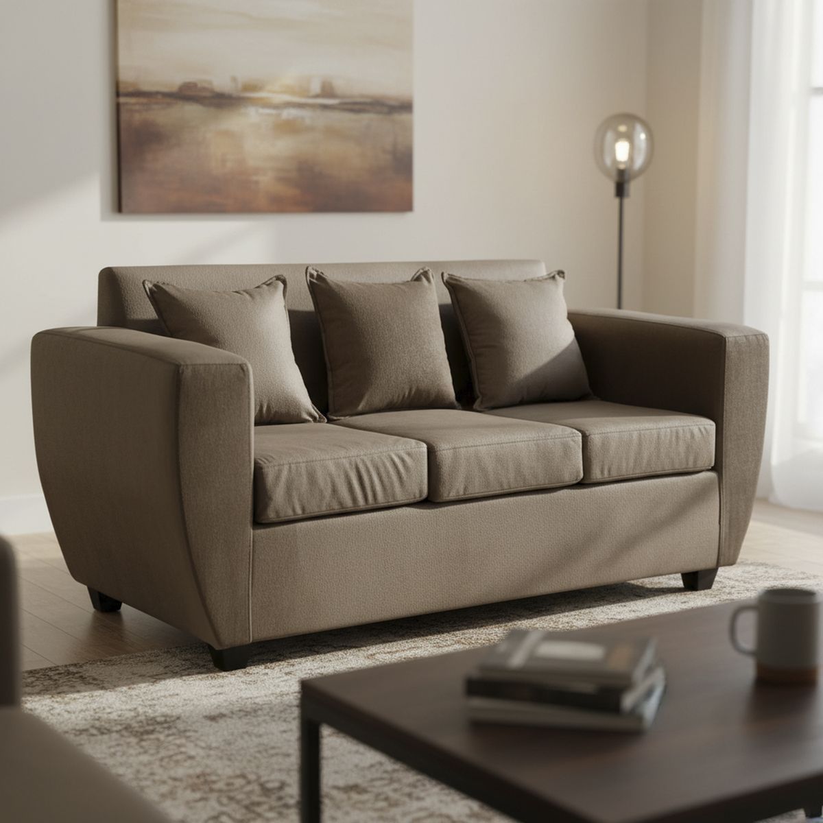 INTERMUEBLES - Sofá 3 cuerpos Chicago 180x85x75 cm Café